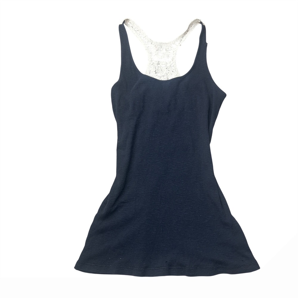 Y2K Mudd Ribbed Tank Top with Crochet Lace Back‎ Women's Size M